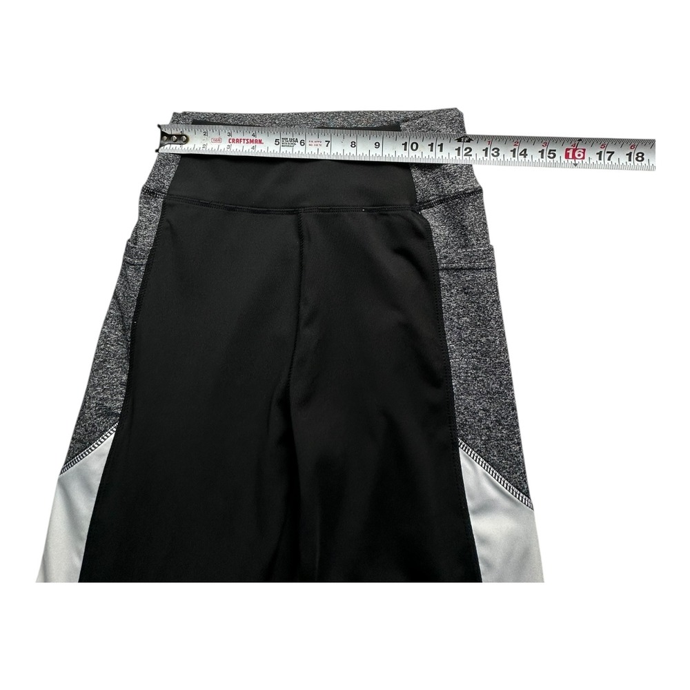 SHEIN Colorblock Athletic Leggings Black White Grey‎ Heathered Gym Workout - Picture 7 of 11